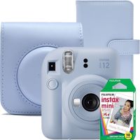 Set Instantkamera Fujifilm Instax Mini 12, Pastellblau mit Hülle, Fotoalbum und 1x10 Film, Sofortbildkameras