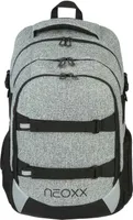 neoxx Schulrucksack mit Laptopfach Active Pro School Backpack Wool The World hellgrau