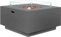 intergrill Gasfeuerstelle TM18012 Designer Fire Pit Feuertisch für Garten mit Lavasteinen Glas Steinoptik Quadratisch 91,5 x 91,5 x 66cm