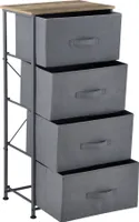 [pro.tec] Kommode mit 4 Schubladen Konsole 95 x 45 x 30 cm Ablage mit Aufbewahrungsboxen Nachttisch mit Vliesstoff-Schubladen Grau/Holzfarben