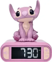 Budík Disney Lilo &amp; Stitch anjel 3D s nočným svetlom a zvukmi