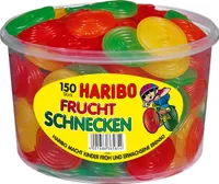 Haribo Fruchtschnecken, Gummibärchen, Weingummi, Fruchtgummi, 150 Stück, 1200g Dose