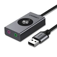 Ugreen 7.1 externe Soundkarte Musik USB Adapter mit Lautstärkregler Stereo Surround Sound Gamer Spiele, schwarz