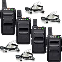 Retevis RT619 Funkgerät mit Headset, PMR446 Walkie Talkies Set Mini 16 Kanäle VOX Squelch, 1300mAh Wiederaufladbar Micro USB Lizenzfrei Funkgeräte Set für Schule,Transport, Spielplätze(2 Paar, Schwarz)