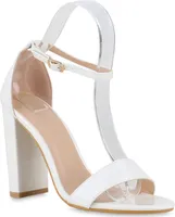 VAN HILL Damen Sandaletten Riemchensandaletten Party Schuhe 840137, Farbe: Weiß, Größe: 40
