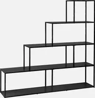 sweeek - Bücherregal Treppe aus Metall schwarz 4 Ebenen - Schwarz