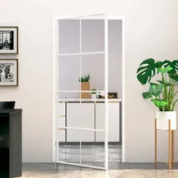 Drzwi wewnętrzne białe 93x201,5 cm szkło hartowane i aluminium slimline