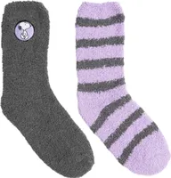 The Peanuts Snoopy Kuschelsocken für Damen Flauschige Wintersocken warme Socken Grau/Lila (2er Pack), Größe:35-38