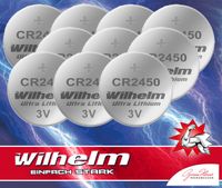 10 x CR2450 WILHELM Lithium Knopfzelle 3V 600mAh ø24,5x3,0mm Batterie DL2450