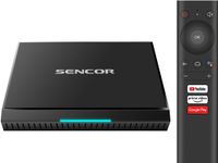 SENCOR SMP ATV2 multimediálny prehrávač KODI, Certifikovaný Android 10 - TV box, prehrávanie filmov vo 4K, diaľkové ovládanie s hlasovým ovládaním, podpora HDR 10+, HDR 10, HLG HDR