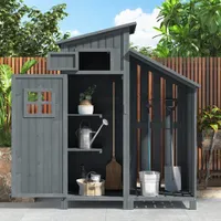 Odikalo Gerätehaus Gartenschrank Geräteschuppen Geräteschrank Wetterfest Grau
