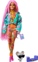 Barbie Extra Puppe mit pinken Flechtzöpfen, Anziehpuppe, Modepuppe