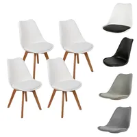 4er Set Stühle Nordischen Stil Wohnzimmerstuhl Holz Esszimmerstuhl Bürostuhl Kunstleder(Weiß)