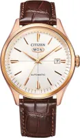 HERRENUHR, AUTOMATIC, LEDER, WEIß, BRAUN