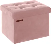SONGMICS Sitzbank mit Stauraum, klappbare Sitztruhe, Fußbank, 31 x 41 x 31 cm, bis 130 kg belastbar, Pastellrosa