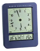 Digitaler Funkwecker TFA 60.2530.06 mit 2 Alarmzeiten Reisewecker, blau