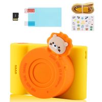 Fine Life Pro 48MP 1080P Kinderkamera, WiFi Digitalkamera Kinder mit 3 Zoll Berührbarem Bildschirm e 32GB TF-Karte, Dual Kamera, Orangefarbener Löwe
