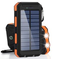 Solar Power Bank  20000mAh schwarz Fast Charge, LED Licht, 2 x USB-A