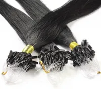 hair2heart Microring Extensions ľudské vlasy rovné - 25 prameňov 0,5g 40cm 2/0 čierne