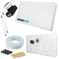 Megasat Flachantenne PROFI Line H30 D2 Twin inkl. Fensterhalterung + 20m Kabel + 2x Fensterdurchführung. Neueste Generation mit besten Empfangswerten für HD und SD TV (einfache und stabile Montage)