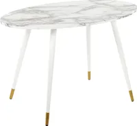 BELIANI Esstisch Weiß und Gold MDF-Tischplatte Oval 120 x 70 cm Marmor Optik mit Metallbeinen für 4 Personen Glamourös Modern Esszimmer Ausstattung