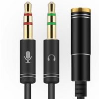Audio Splitter Kabel Y Adapter Headset 3.5mm Klinke Buchse > 2x Stecker Schwarz