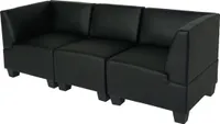 Modułowa sofa 3-osobowa Lyon, imitacja skóry  ~ czarny, wysokie podłokietniki