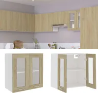 vidaXL Wisząca szklana szafka dąb sonoma 60x31x60 cm materiał drewnopochodny