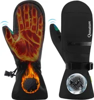 Qunature 1 paar Skihandschuhe Warm Vollfingerhandschuhe Winddichte für Herbst Winter Outdoor M Schwarz