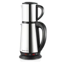 Wasserkocher, 2200W, 1.0L + 2.3L, unabhängige elektrische Basis, Edelstahl, Schnellkochfunktion, mit Teesieb, Abschaltautomatik, Silber