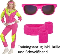 Uni Kostüm 80er Jahre Trainingsanzug Gr. S- 3XL mit Brille + Schweißbänder L - 175-182cm