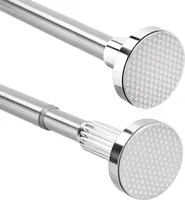 Gardinenstange ohne Bohren, 160-250 cm Teleskopstange Ø25mm, Einstellbar Edelstahl Duschvorhangstange für Zimmer, Fenster, Schrank, Balkon - Silber