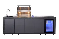 GORILLER® KING venkovní kuchyně, plynový gril s lednicí a dřezem, nerezová ocel, kámen, černá barva