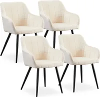 CLIPOP Esszimmerstuhl, 4er Set Küchenstuhl, Samt Polsterstuhl, Wohnzimmerstuhl mit Metallbeine, Beige