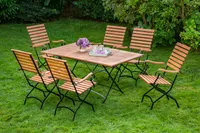 Merxx Gartenmöbelset Schlossgarten 7tlg. Flachstahl mit Eukalyptusbelattung schwarz, natur