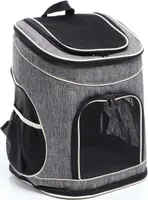 Fudajo Hunderucksack 32x27x40 cm für Welpen, Katzen und andere Haustiere bis 6 kg, faltbare Transporttasche für Reisen, Schwarz und grau