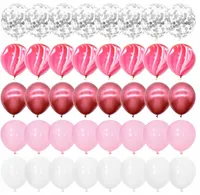 Balony - różowe - kreatywne wzornictwo - białe - świąteczne - hel - konfetti - uniwersalne