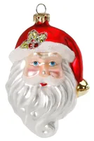 Christbaumschmuck Glas Weihnachtsmannkopf 9.5cm rot / weiß