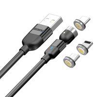 Magnetický USB kábel otočný o 360° a 180° Micro USB/Type C/pre Apple 3,0A nabíjací kábel 2 m