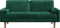 2 Sitzer Sofa Samt Couch mit Wurfkissen Armlehne für Wohnzimmer/Schlafzimmer/Büro Grün