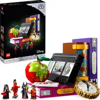 LEGO 43227 Disney Zeichen der Bösewichte, Nostalgie-Sammlung mit legendären VHS- und Buchmodellen, 4 Bösewichten als Mini-Figuren, 100 Jahre Disney Geschenk für Erwachsene, Frauen, Männer und Teenager