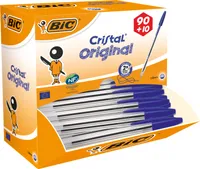 BIC Kugelschreiber Set Cristal Original, in Blau, Strichstärke 0,4 mm, 100er Pack, Ideal für das Büro, das Home Office oder die Schule