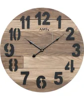 AMS 9569 Wanduhr Quarz analog Holz rund