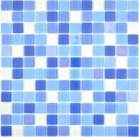 Mosani MOS88-1006, Mosaik, Glas, Blau, Indoor, Rechteck, 300 mm