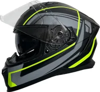 Integralhelm 69-G Motorradhelm Helm Größe S Rollerhelm Sturzhelm schwarz neon grün mit Sonnenvisier