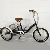 20palcová tříkolka pro dospělé Senior 3 Wheels Bike Black s nákupním košíkem Nákupní tříkolka pro dospělé