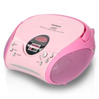 Lenco SCD-24 - tragbarer Radio CD-Player - CD-Radio - UKW Radio - Titel Speicher - 2 x 1,5 Watt RMS - Pink