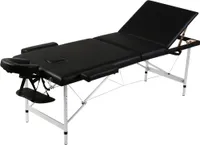 Massagetisch mit Aluminiumrahmen, faltbar 3 Zonen Schwarz