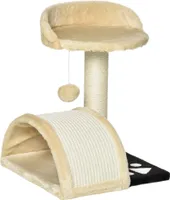PawHut Kratzbaum Katzenbaum mit Spielbällen Katzenkratzbaum Sisalseil-Kratzstangen Beige 35,5 x 37 x 46 cm