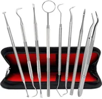 8er Zahnpflege Set,Zahnsteinentferner,Zahnreinigung Set,Dental Set,Edelstahl Zahnarzt Instrument,Zahnarztbesteck,Zahnsonde,Scaler, Mundspiegel für Zahnstein und Plaque Sonstiges Zahnbürstenzubehör
